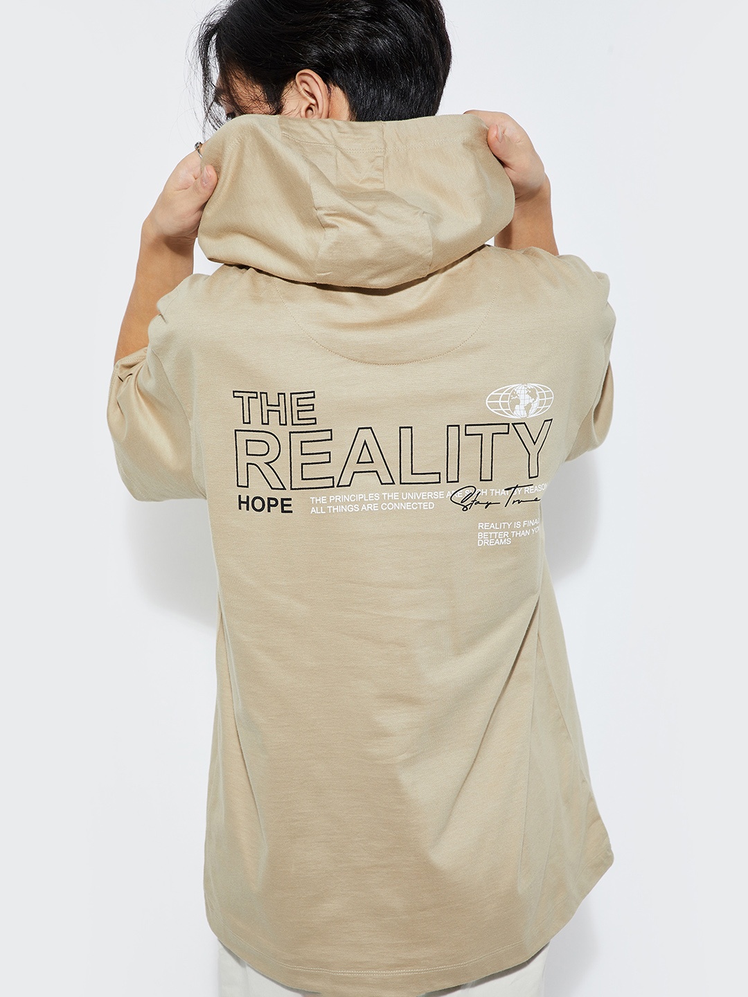 

max URB_N Men Typography Printed Henley Neck Pure Cotton T-shirt, Beige