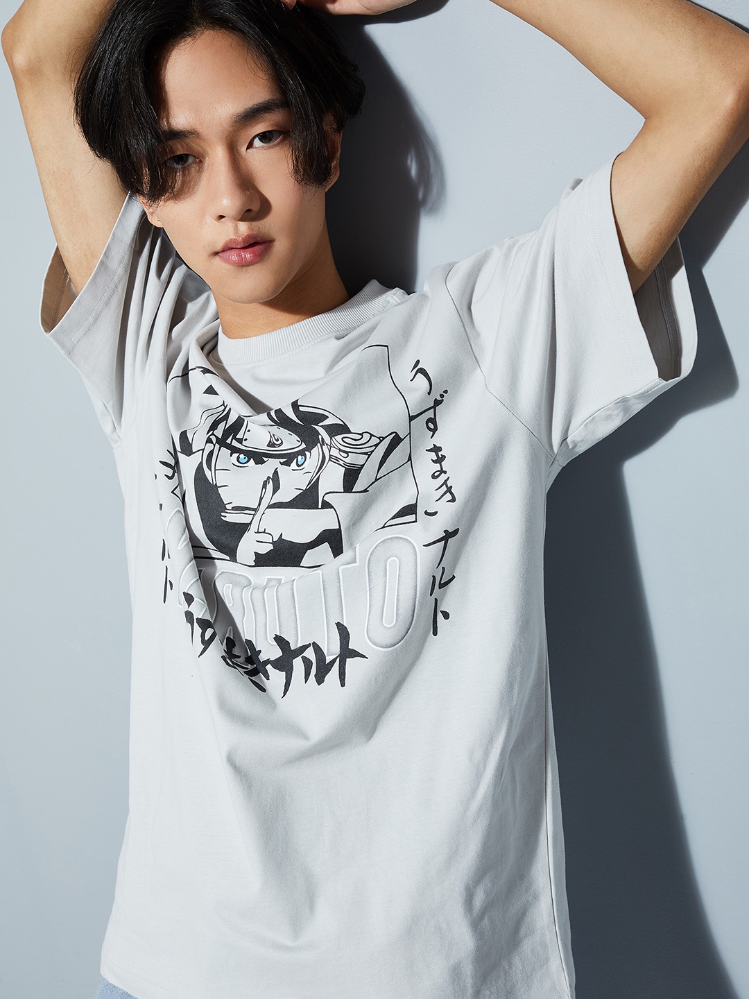 

max URB_N Typography Printed Round Neck Pure Cotton T-shirt, Grey