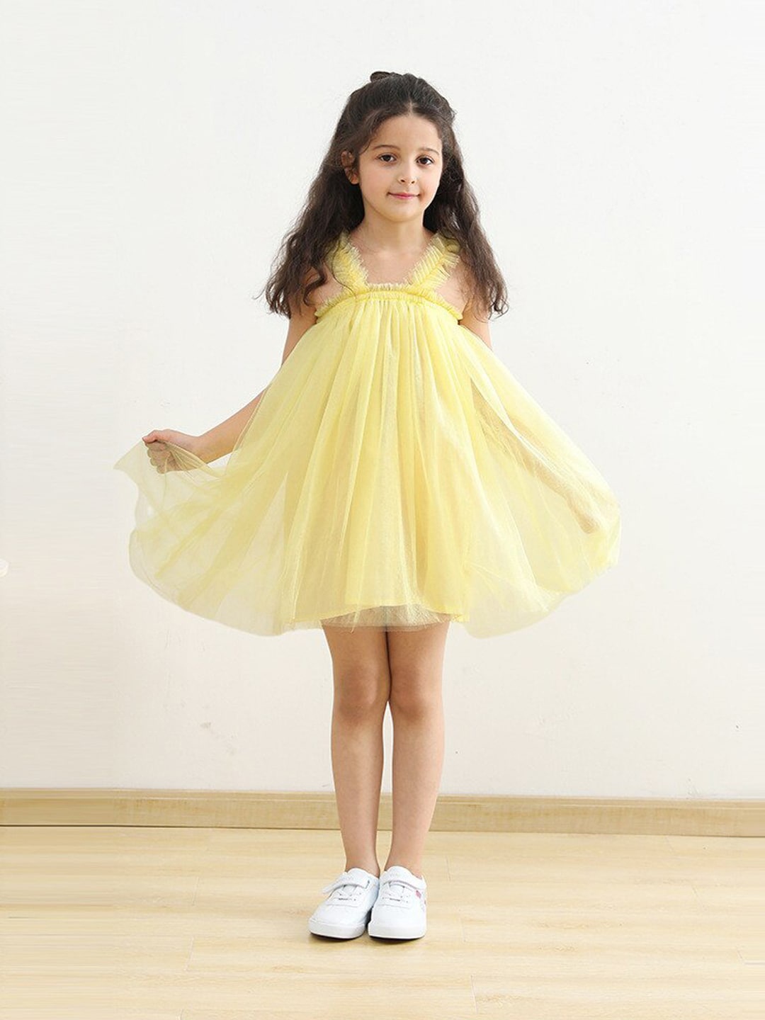 

BAESD Girls Sleeveless Fit and Flare Opaque Party Dress, Yellow