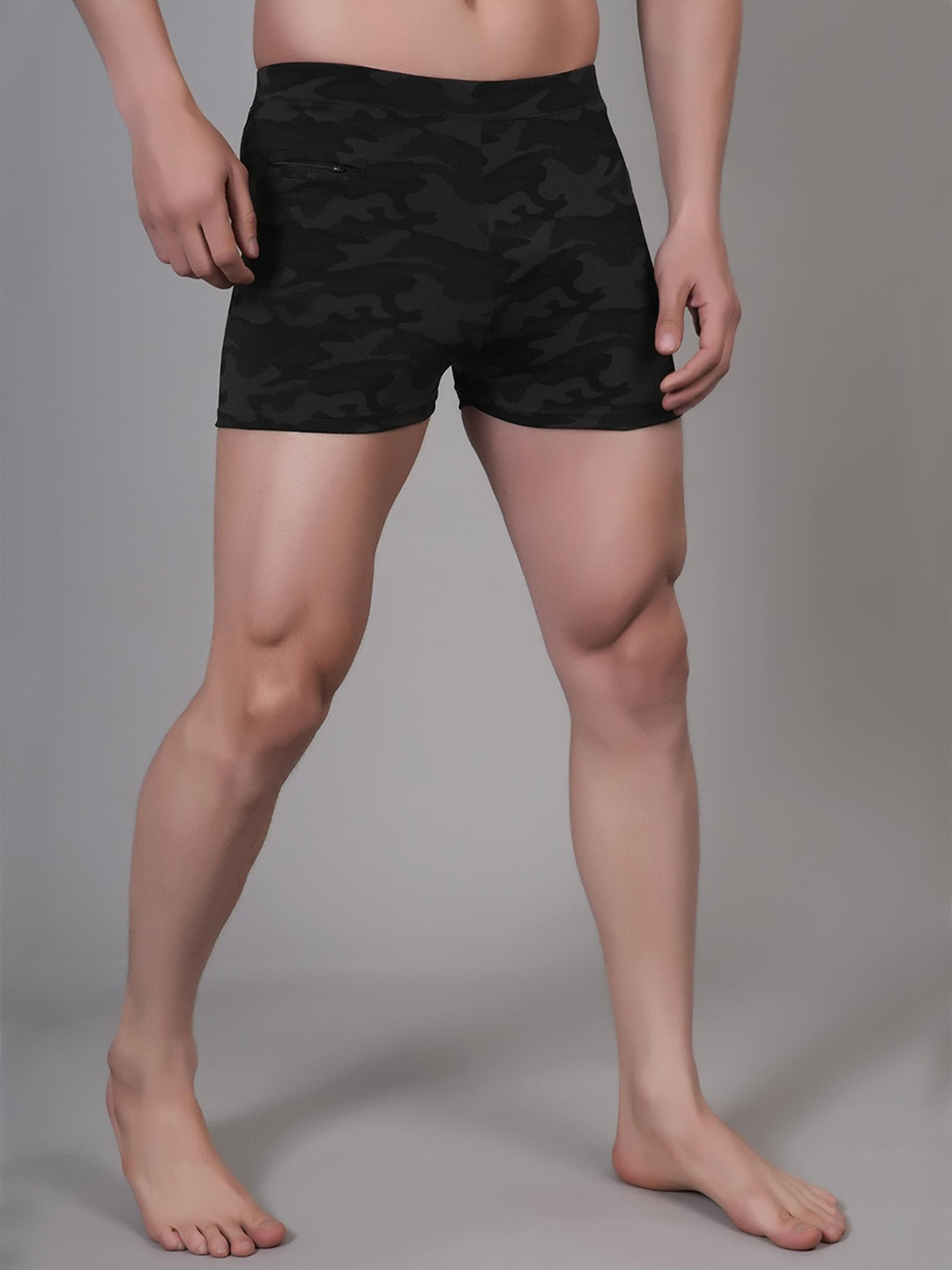 

Apraa & Parma Men Printed Slim Fit High-Waist Swim Bottoms, Black