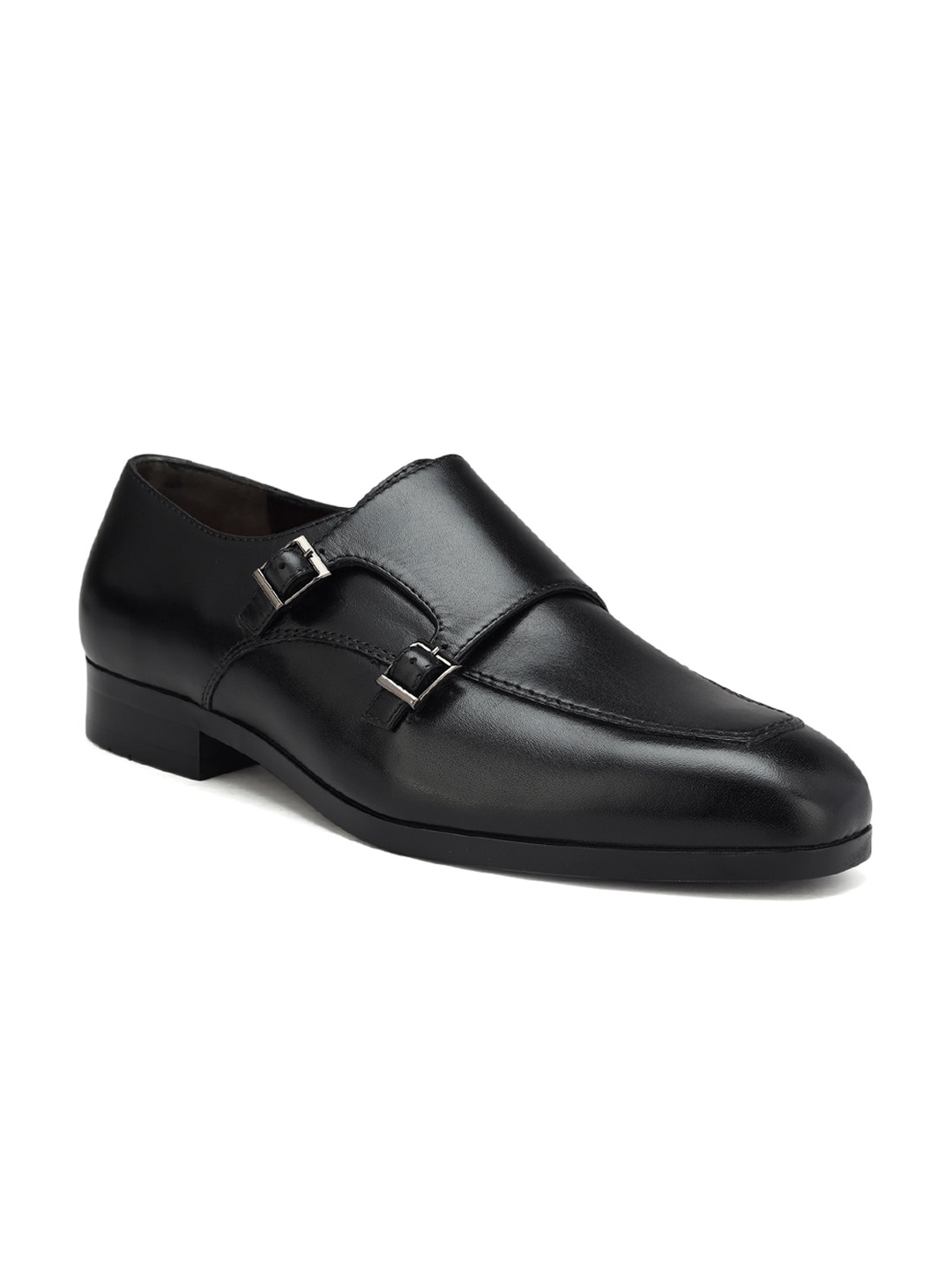 

ROSSO BRUNELLO Men Leather Formal Monk Shoes, Black