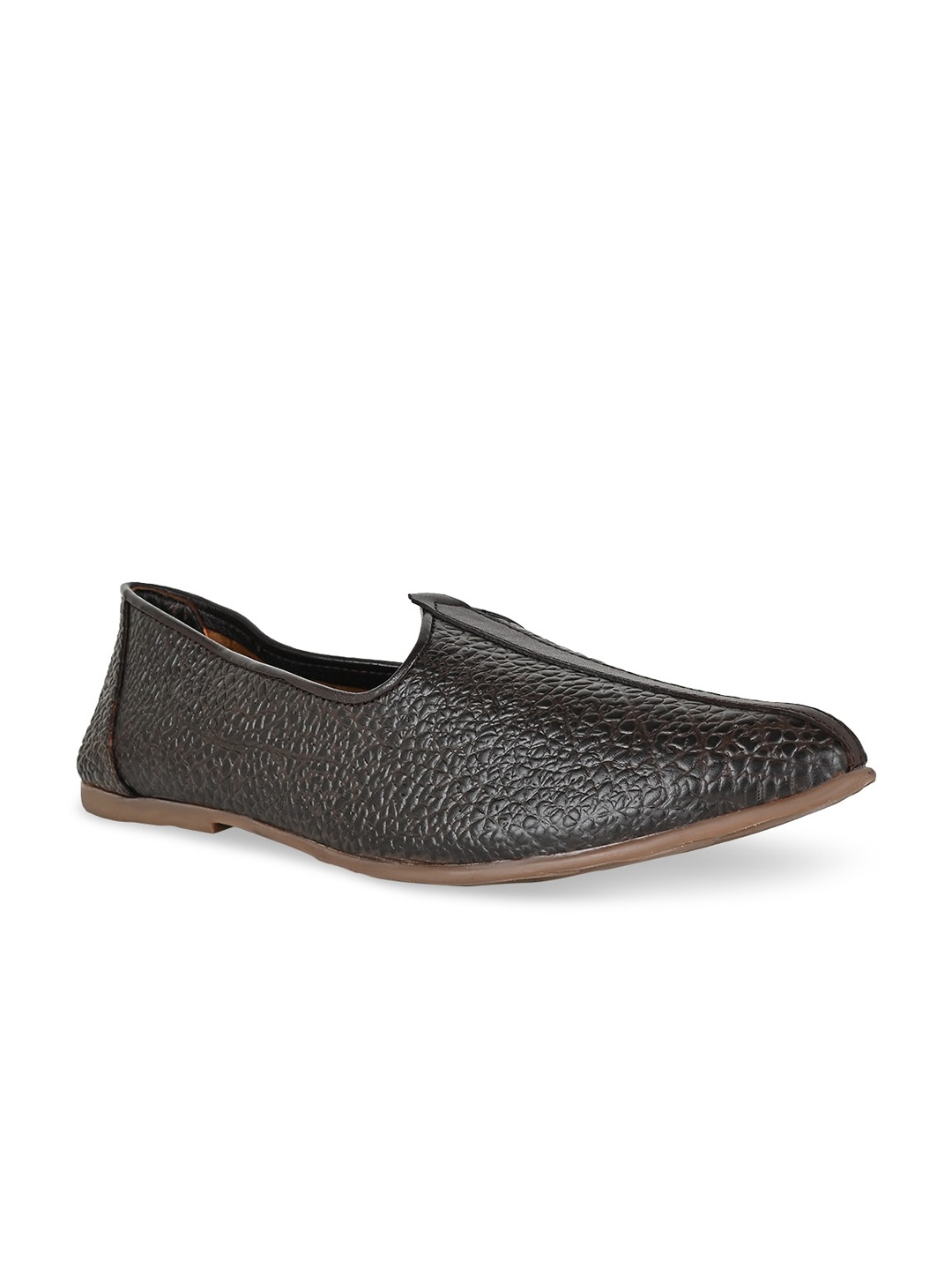 

Regal Men Textured Lightweight Leather Mojaris, Brown