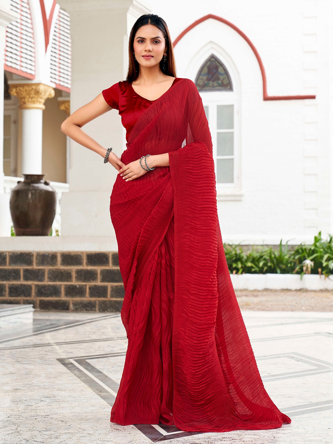 

Tikhi Imli Satin Saree, Maroon