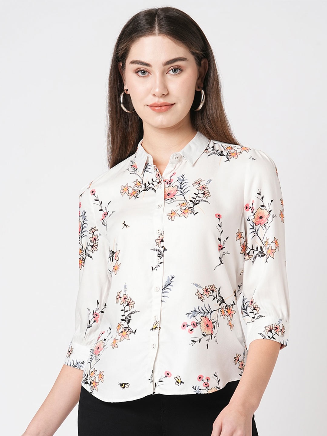 

Kraus Jeans Slim Fit Floral Printed Casual Shirt, Off white
