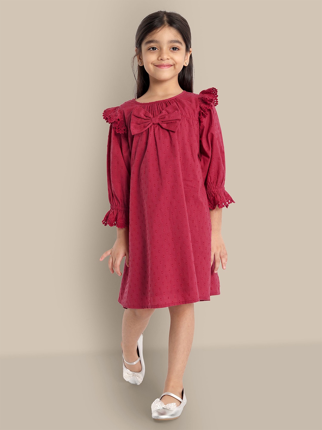 

The Tribe Kids Girls Bell Sleeve A-Line Dress, Magenta