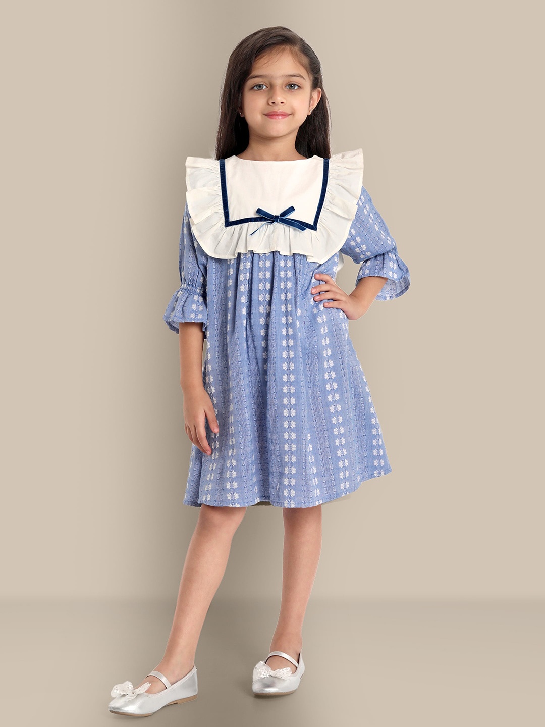 

The Tribe Kids Bell Sleeve A-Line Dress, Blue