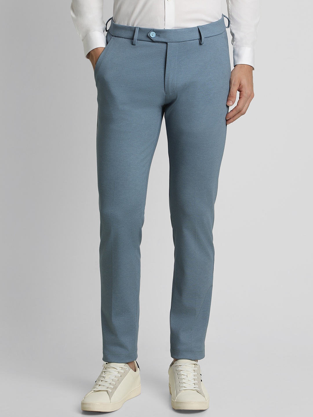 

Peter England Textured Slim Fit Formal Trouser, Blue