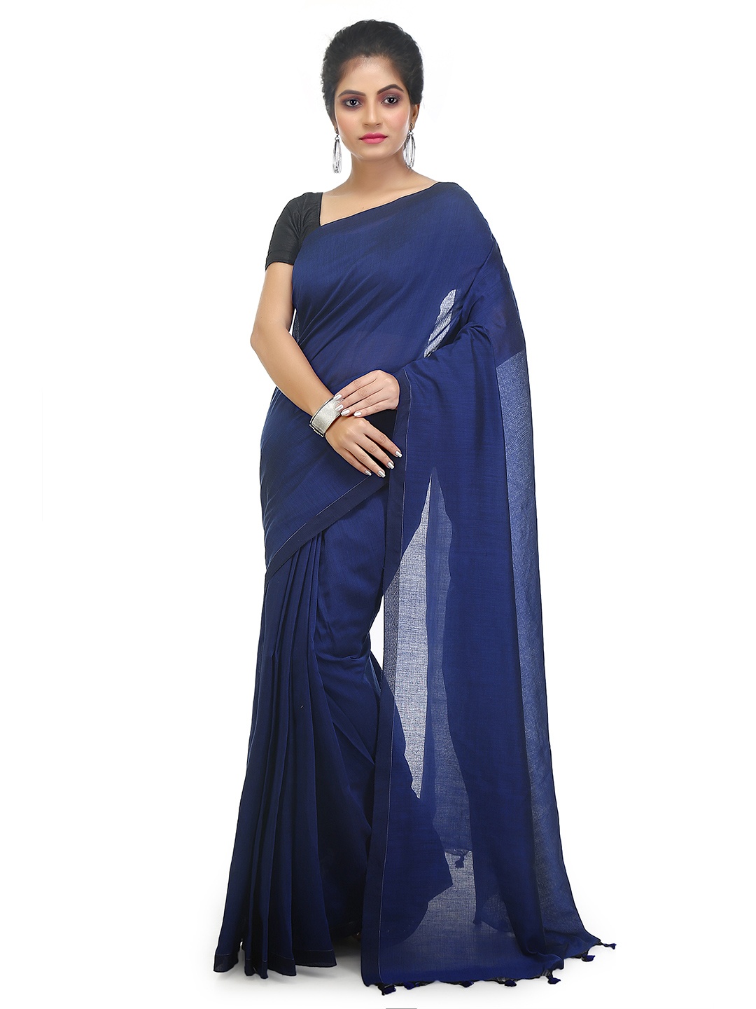 

BENGAL HANDLOOM Woven Design Art Silk Taant Saree, Blue