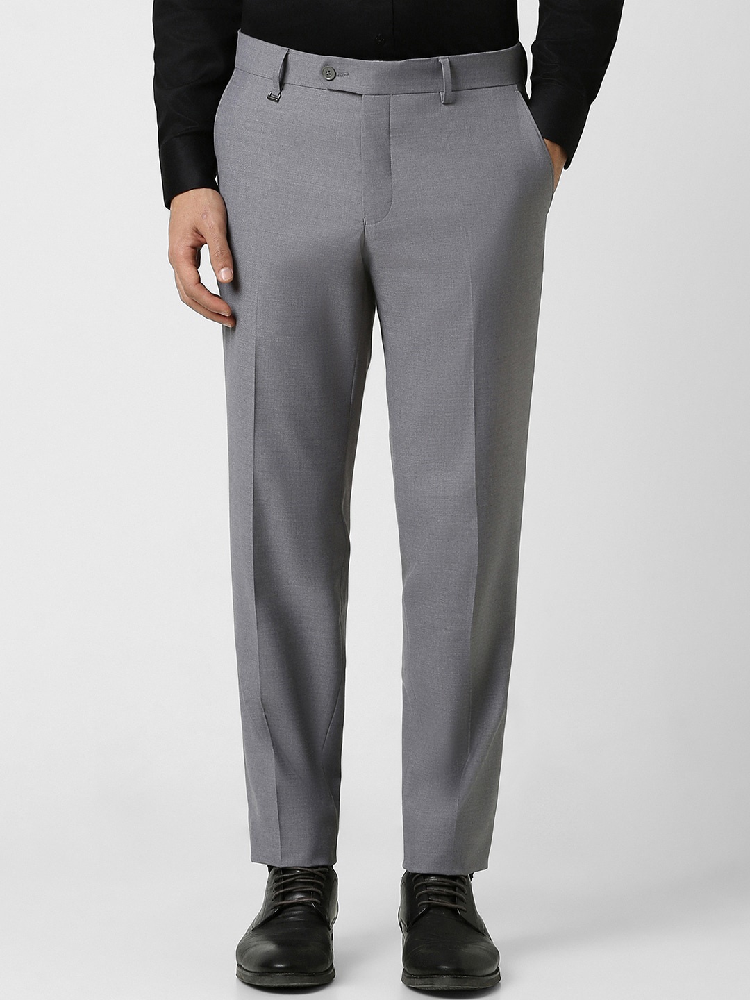 

Van Heusen Men Mid-Rise Slim Fit Formal Trousers, Grey