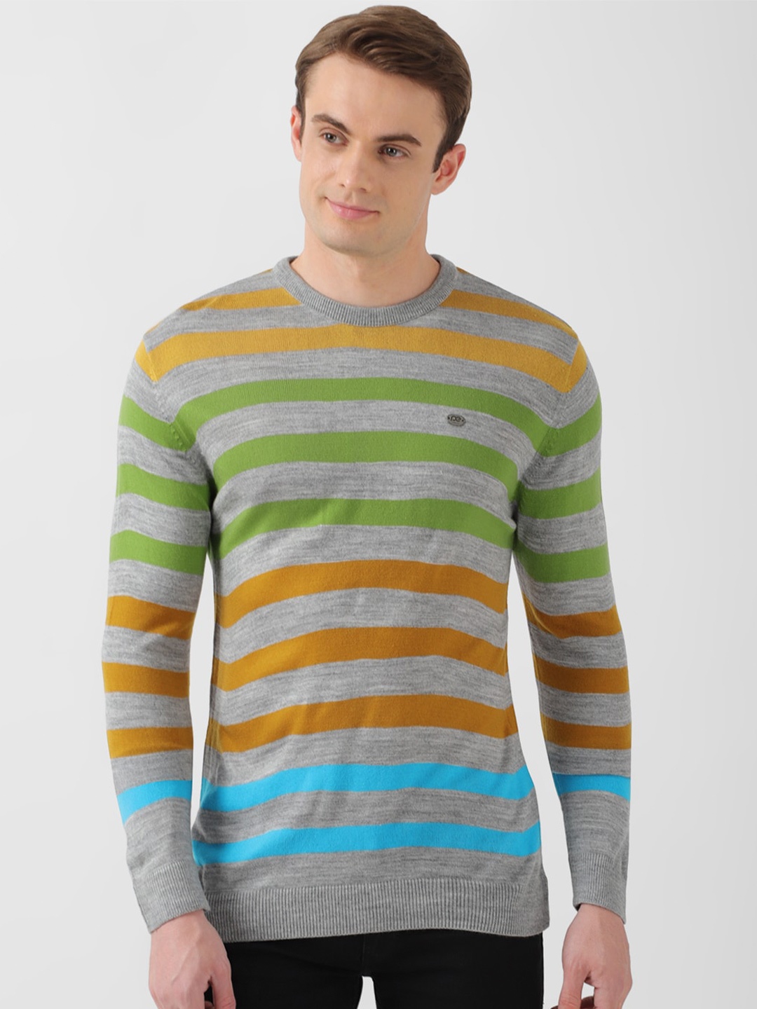 

Peter England Casuals Striped Pullover Sweater, Grey