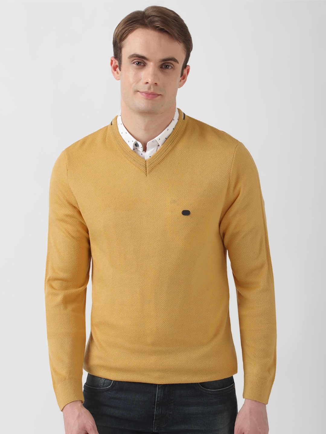 

Peter England Casuals V-Neck Ribbed Pullover Sweater, Yellow