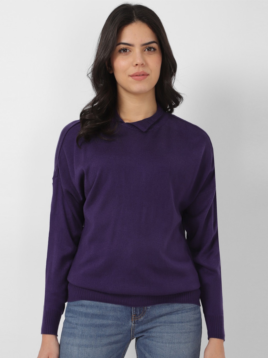 

Van Heusen Woman Mock Collar Long Sleeves Regular Pullover Sweater, Purple