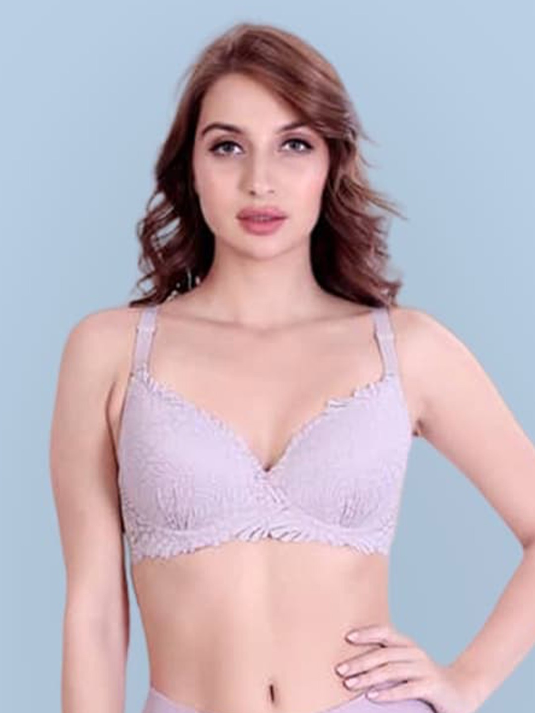 

BOLD & BAE Floral Full Coverage Underwired Lightly Padded T-shirt Bra With All Day Comfort, Purple