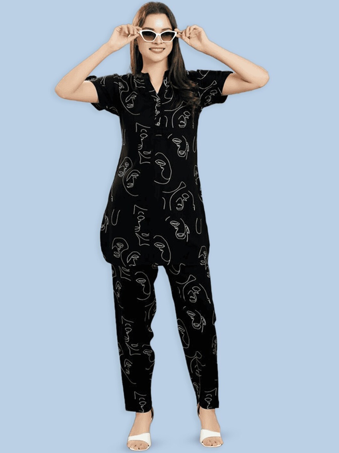 

BOLD & BAE Printed Tunic & Trousers, Black
