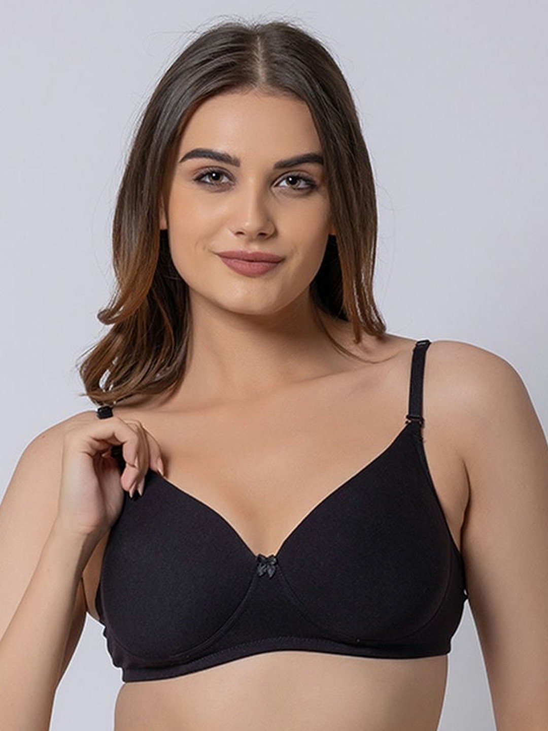 

BOLD & BAE Lightly Padded Half Coverage Cotton Everyday Bra With All Day Comfort, Black