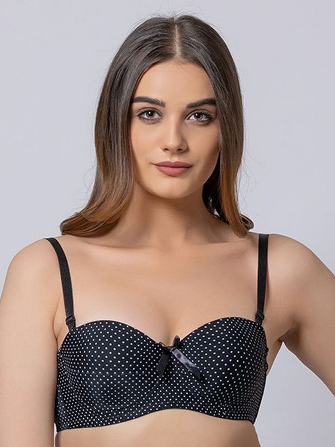 

BOLD & BAE Polka Dot Half Coverage All Day Comfort Balconette Bra, Black