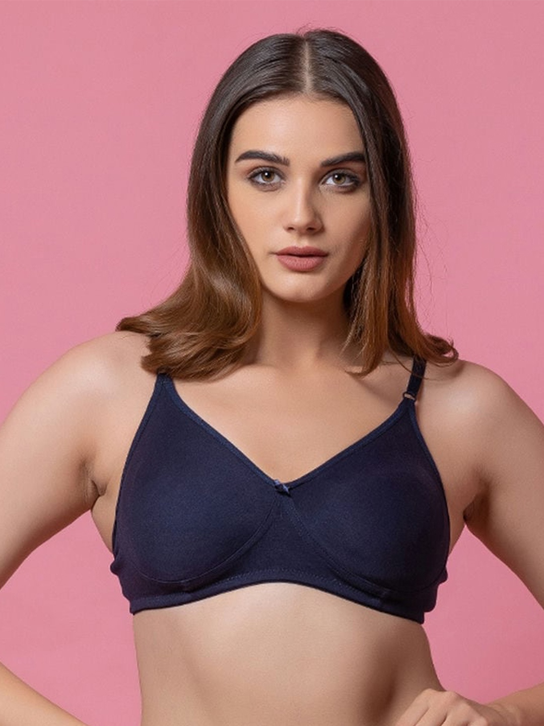 

BOLD & BAE Full Coverage Cotton Bra All Day Comfort, Navy blue