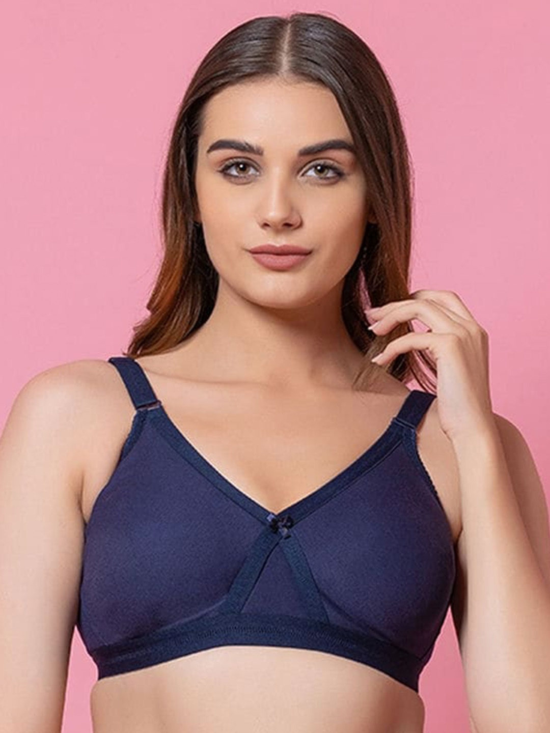 

BOLD & BAE Full Coverage Cotton Everyday Bra With All Day Comfort, Navy blue