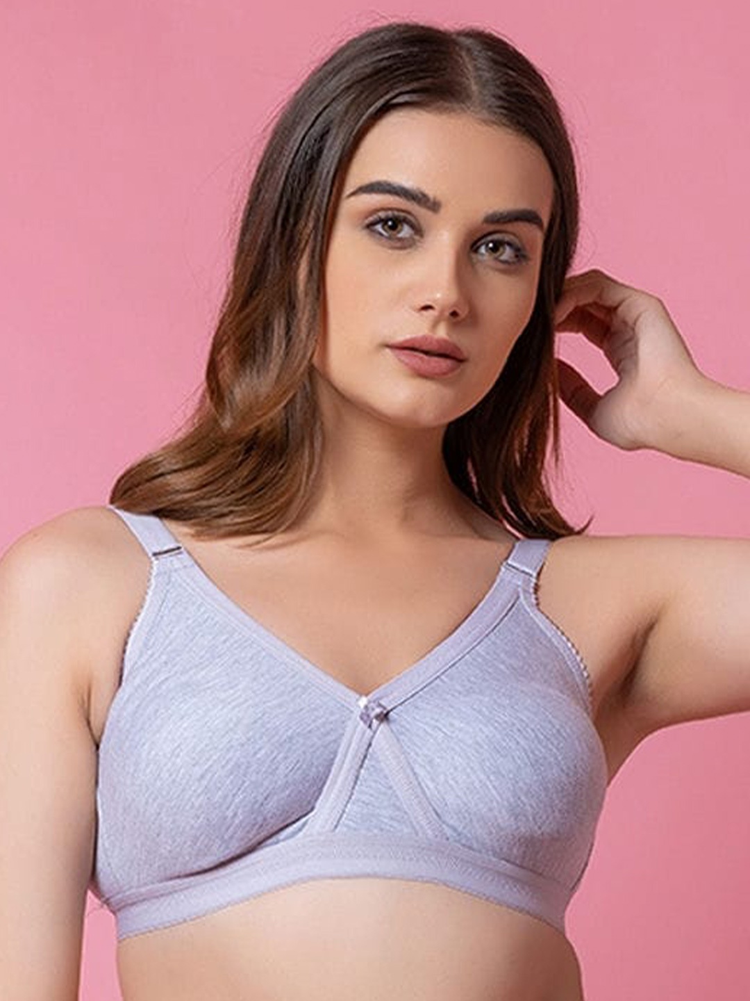 

BOLD & BAE Full Coverage Non Padded Cotton T-shirt Bra- All Day Comfort, Grey