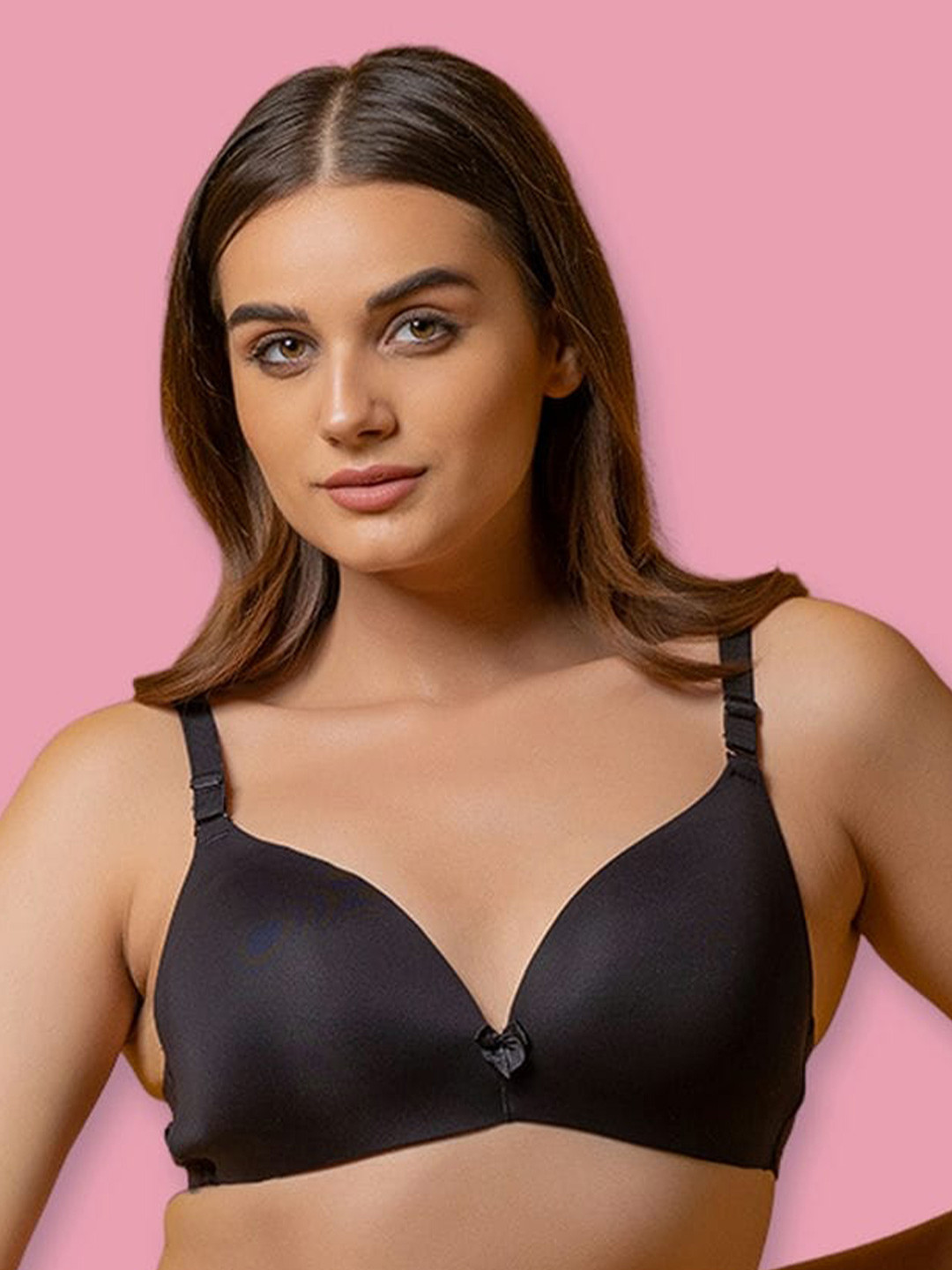 

BOLD & BAE Medium Coverage Lightly Padded Plunge Bra With All Day Comfort, Black