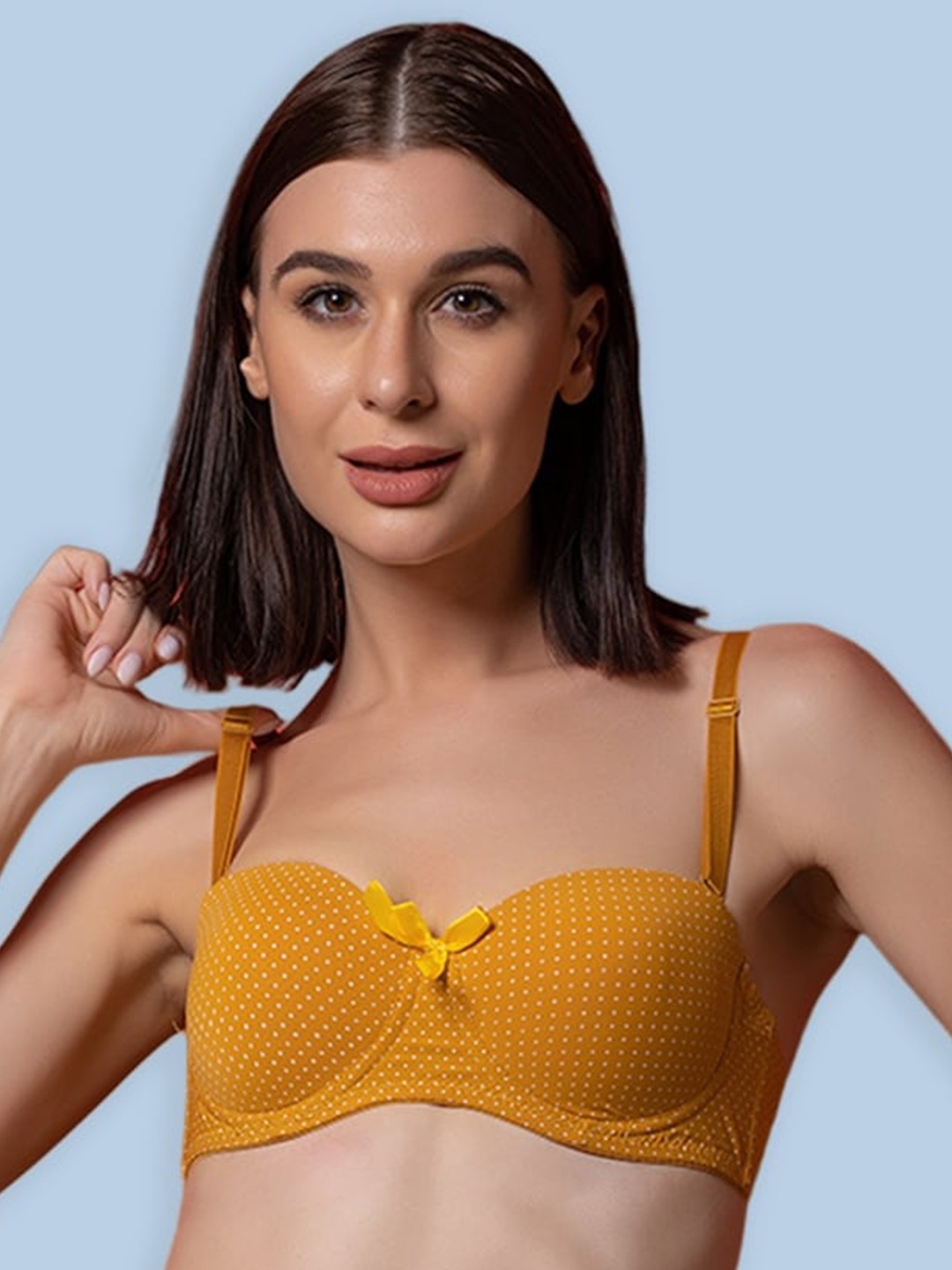 

BOLD & BAE Polka Dot Half Coverage All Day Comfort Balconette Bra, Yellow