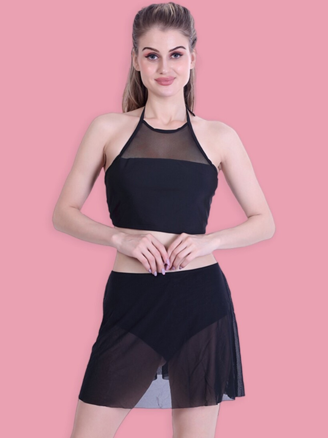 

BOLD & BAE Halter Neck Swim Bikini Set, Black