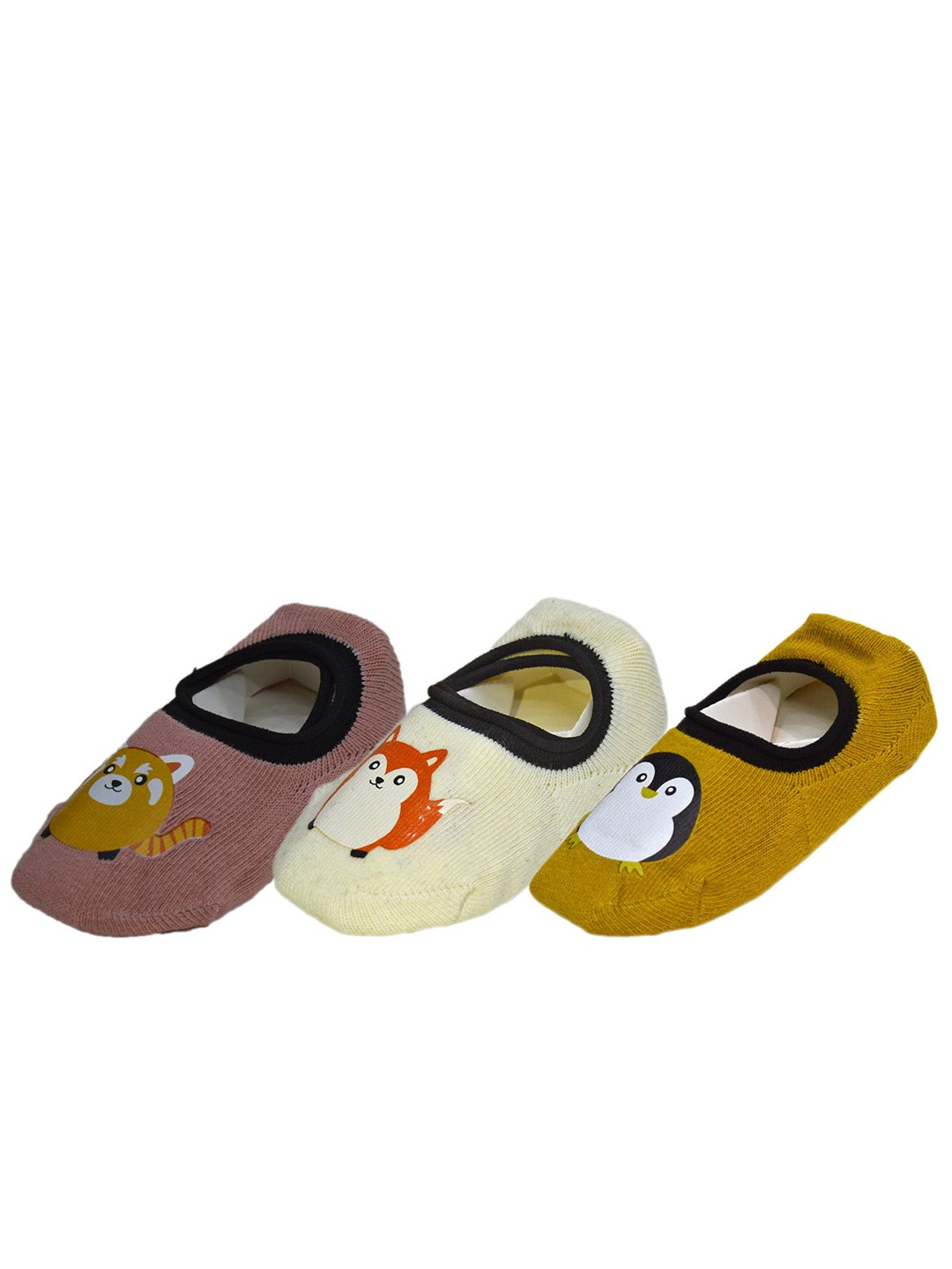 

BAESD Infants Pack Of 3 Printed Anti-Skid Shoe-Liner Socks, Off white