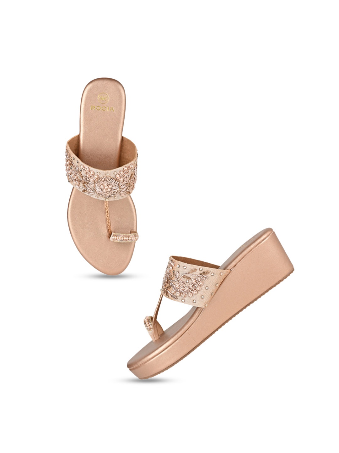 

Rocia Embellished Wedge Heels, Rose gold