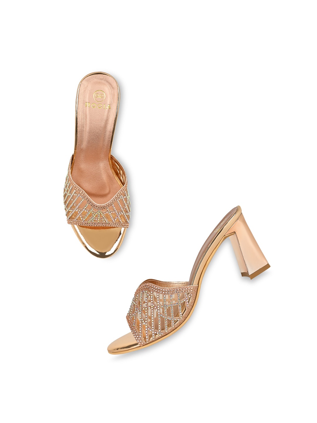 

Rocia Embellished Block Heels, Rose gold