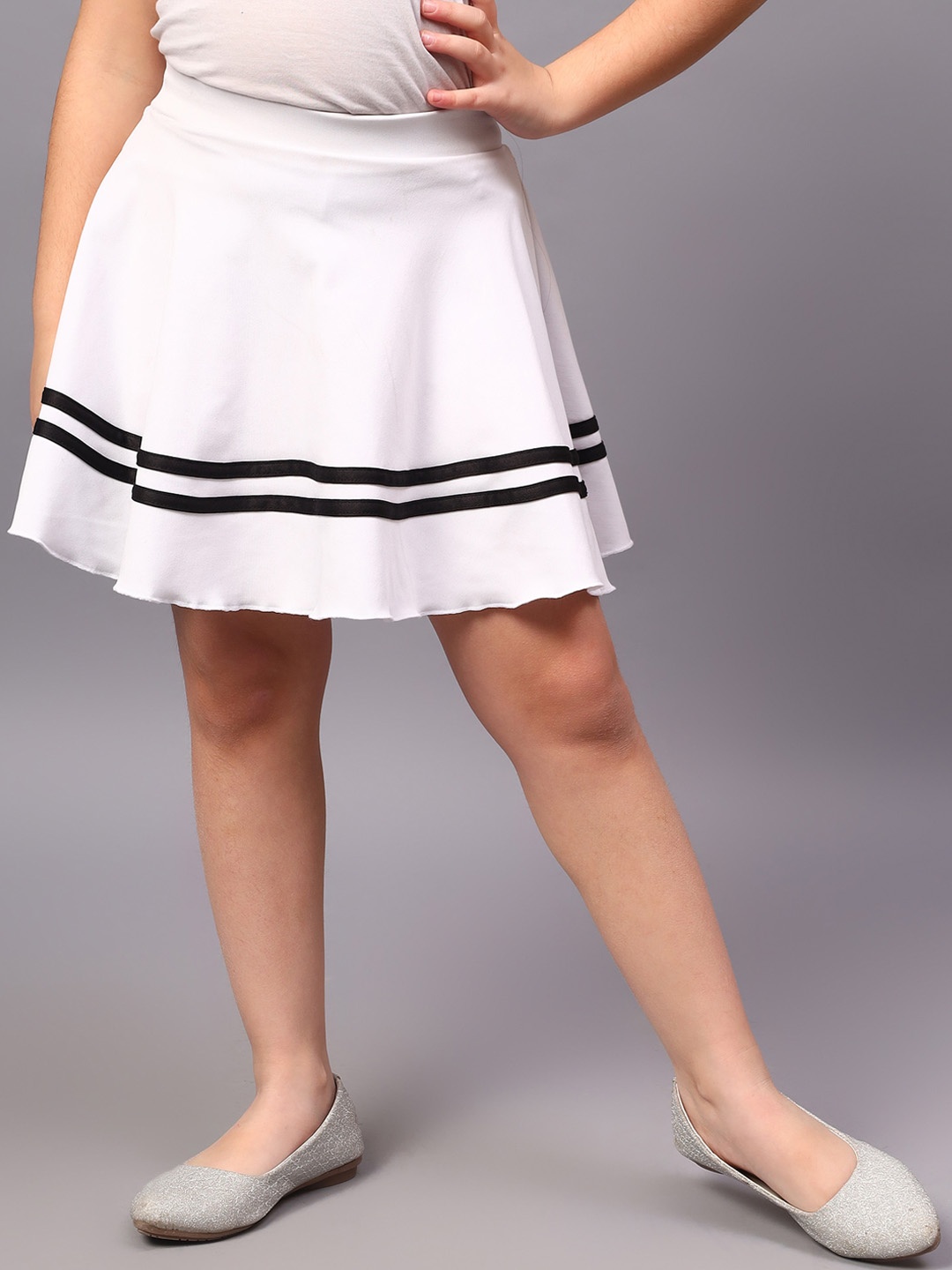 

BAESD Girls Linen Above Knee Length Flared Skirt, White