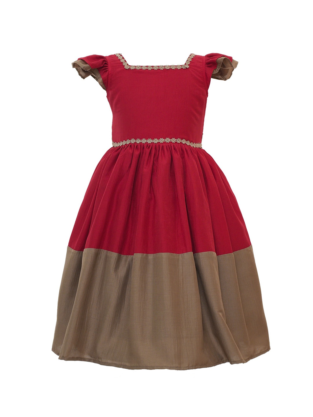 

BAESD Girls Embroidered Flared Maxi Dress, Red