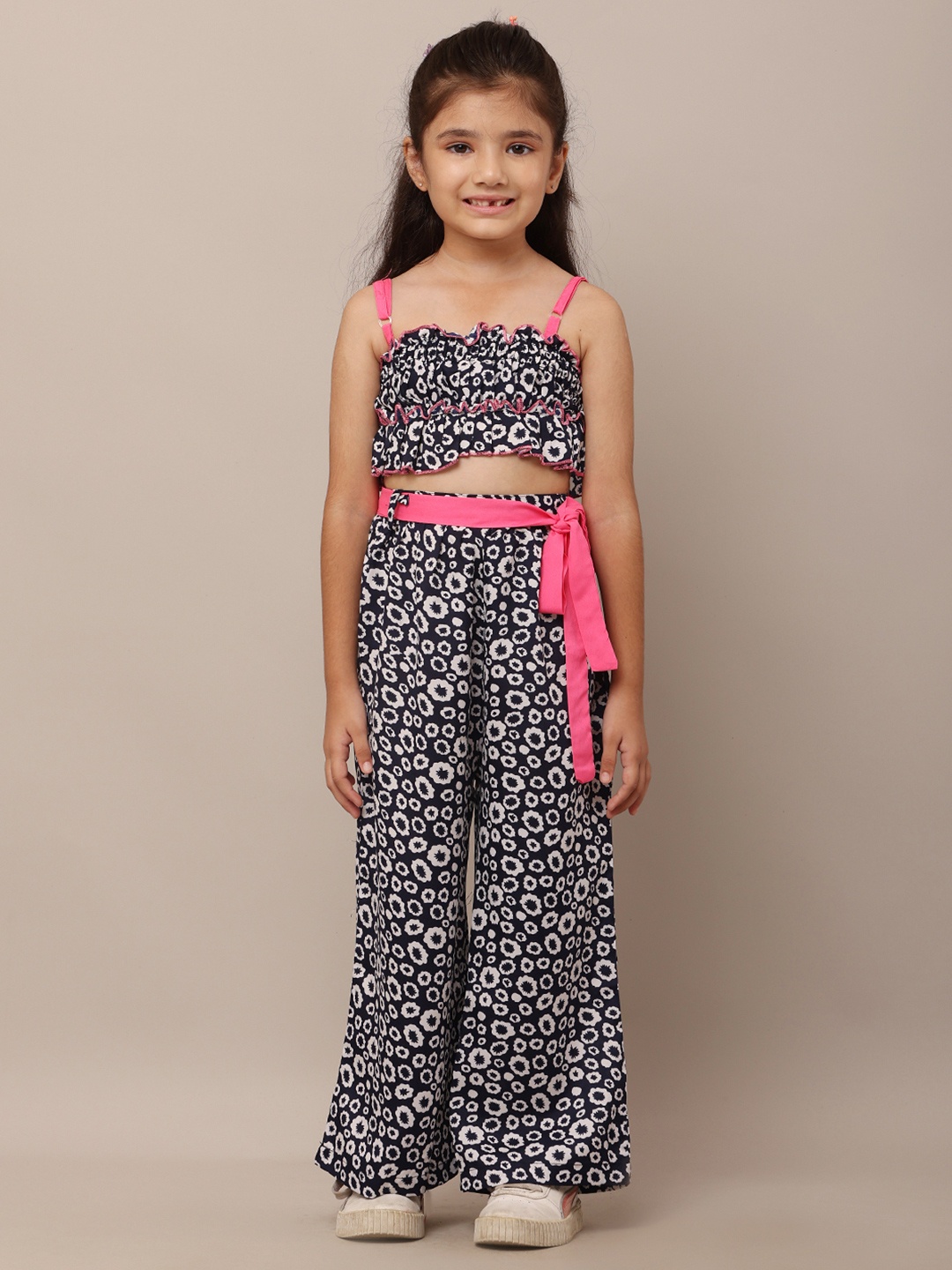 

BAESD Girls Printed Top with Palazzos, Black