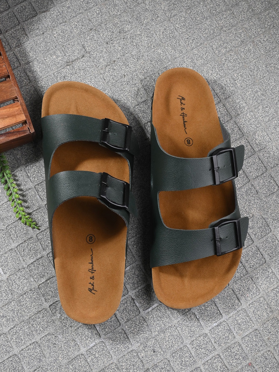 

Mast & Harbour Men Black Comfort Sandals, Olive