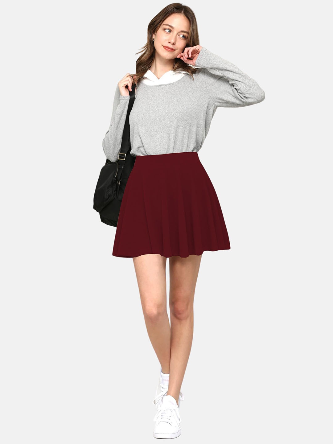 

BAESD High-Rise Above Knee-Length Flared Skorts, Burgundy