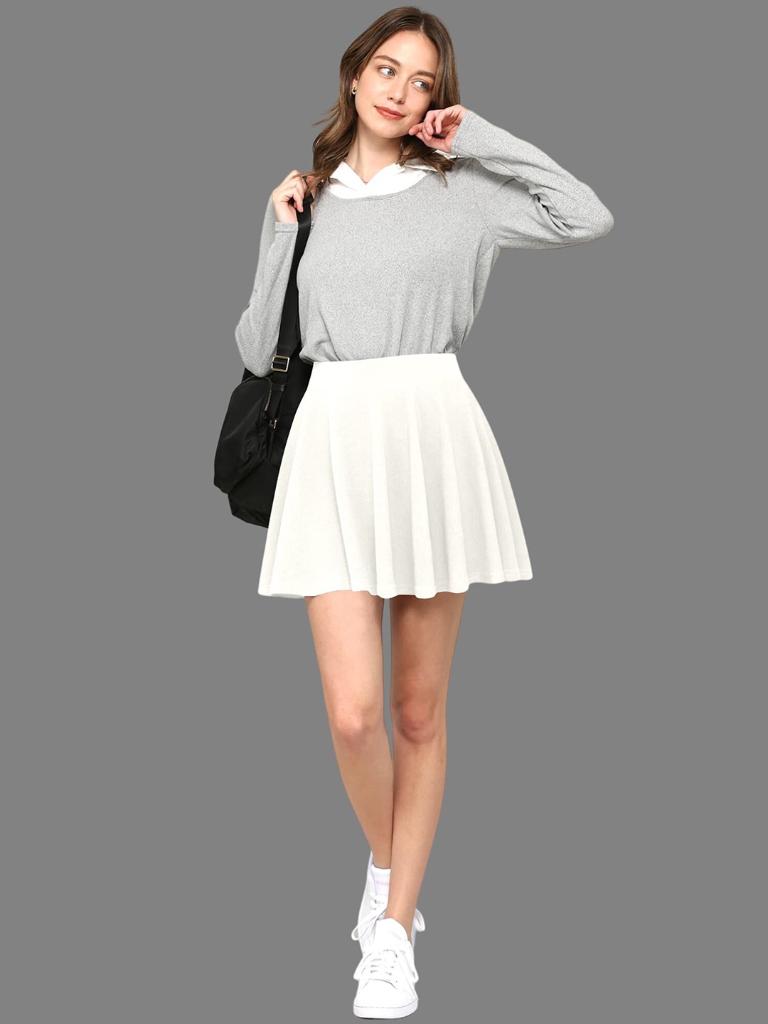 

BAESD High-Rise Above Knee-Length Flared Skorts, White