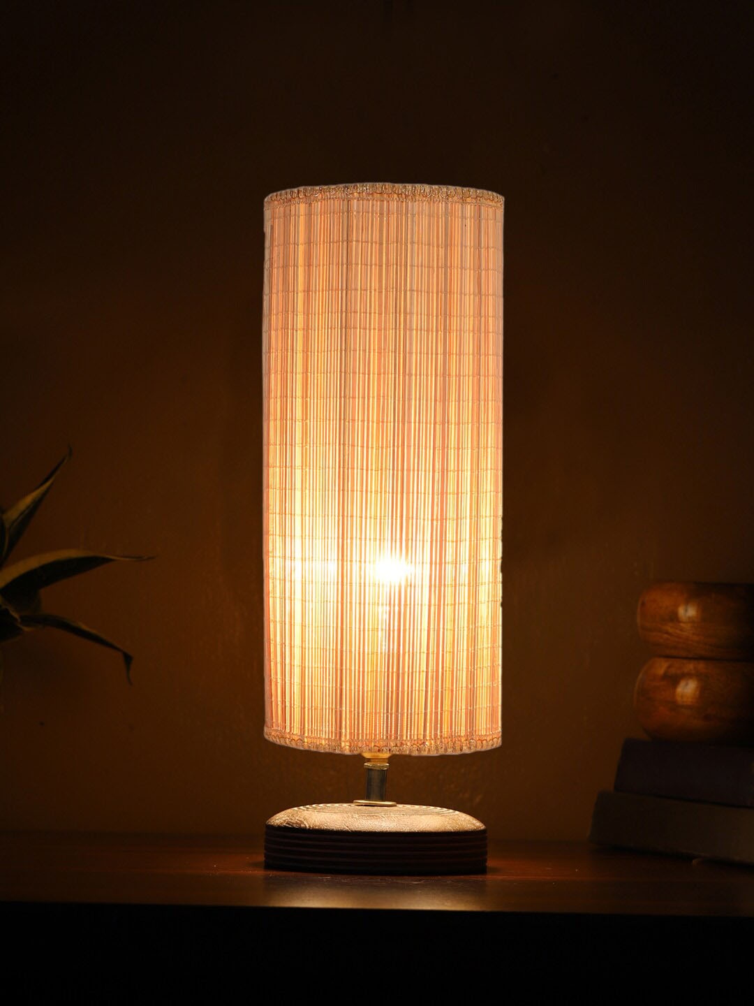 

Devansh Beige Textured Wooden Contemporary Cylindrical Shaped Table Lamp