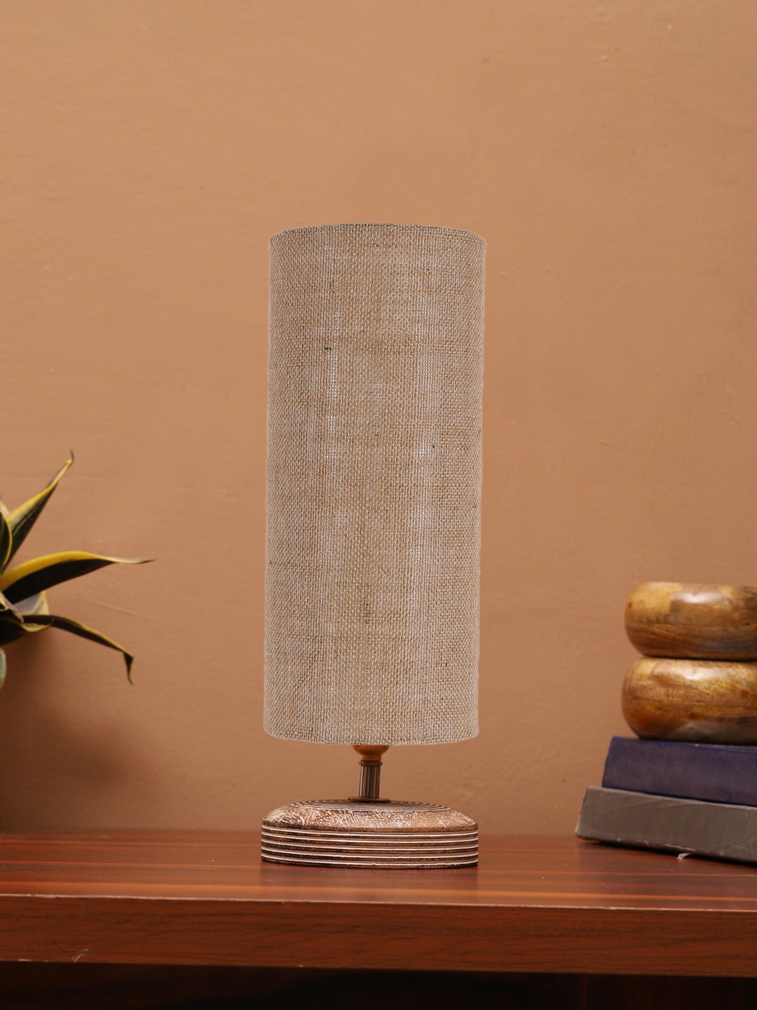 

Devansh Beige Textured Wooden Contemporary Cylindrical Shaped Table Lamp