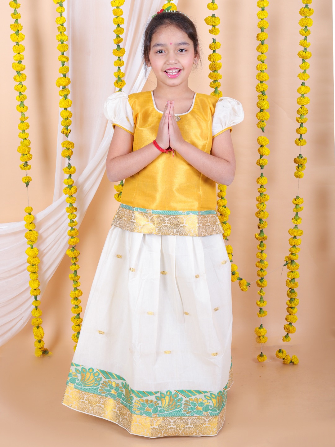 

BAESD Girls Ready to Wear Cotton Lehenga Choli, Yellow