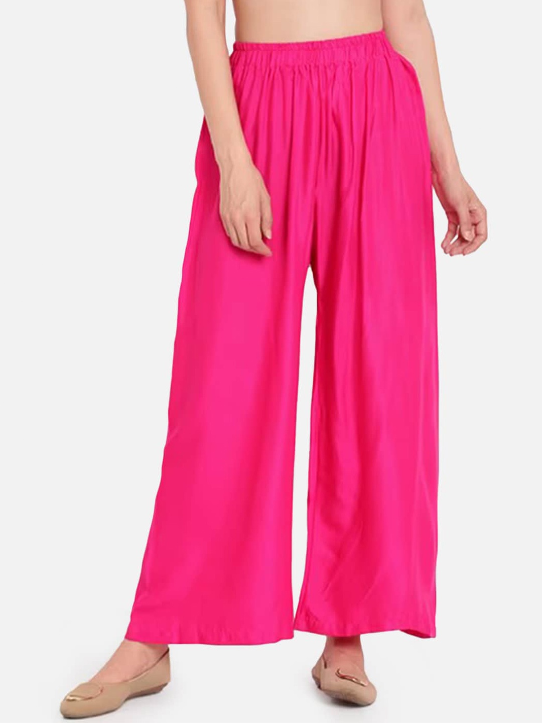 

BCZ Style Flared Regular Ethnic Palazzos, Pink