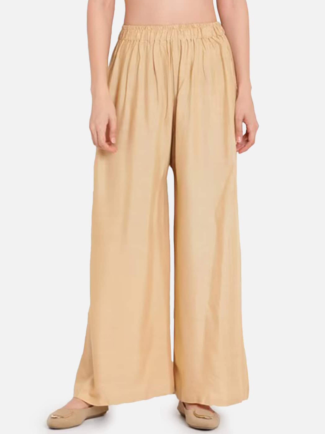 

BCZ Style Flared Regular Ethnic Palazzos, Beige