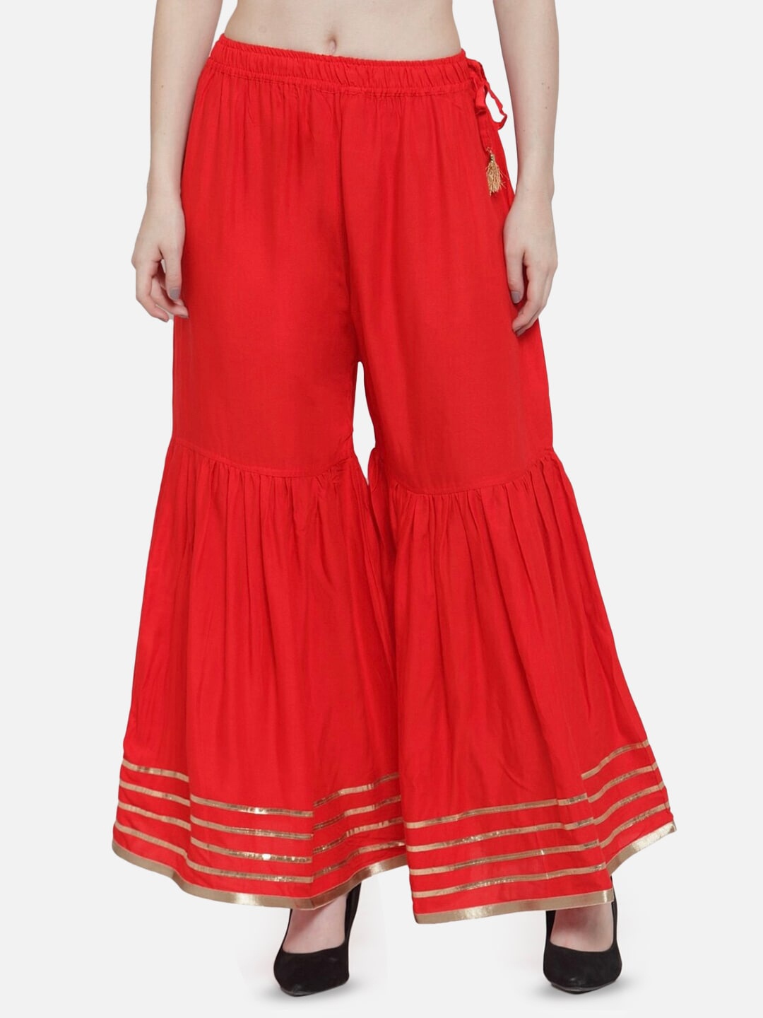 

BCZ Style Flared Regular Ethnic Sharara, Red