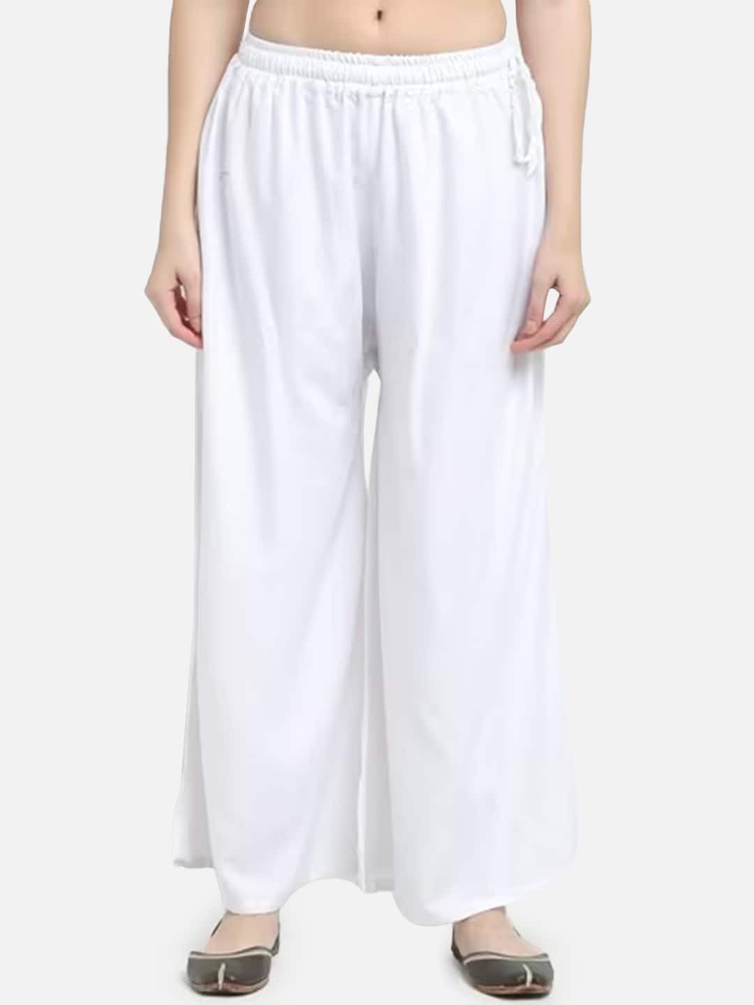 

BCZ Style Flared Regular Ethnic Palazzos, White