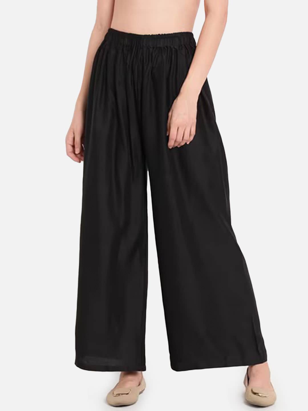 

BCZ Style Flared Regular Ethnic Palazzos, Black