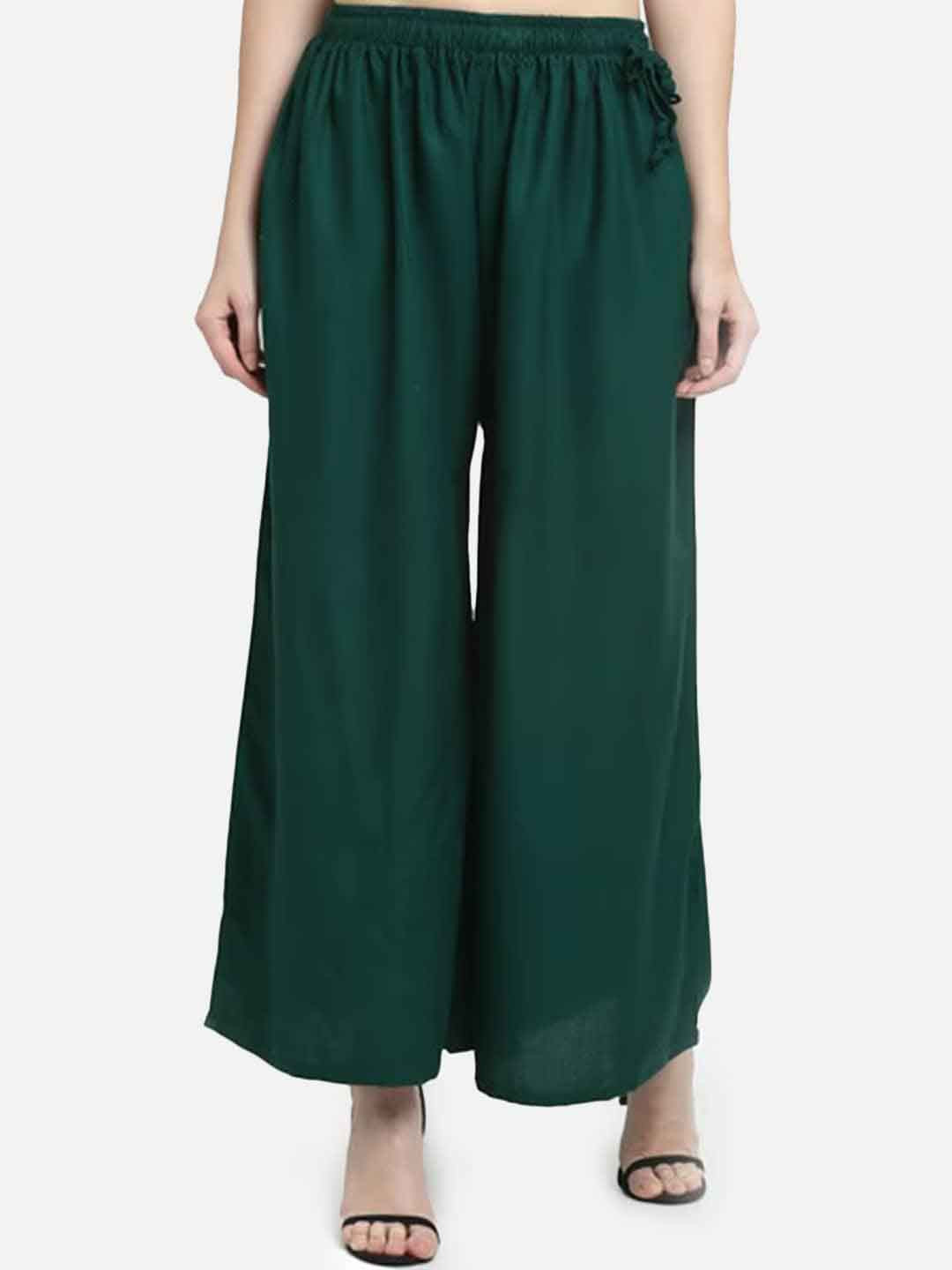 

BCZ Style Regular Flared Ethnic Palazzos, Green