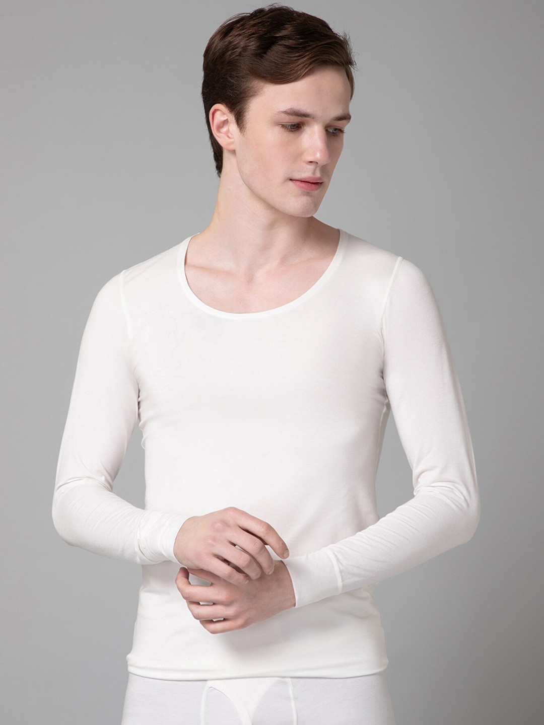 

Cantabil Round Neck Thermal Top, Off white