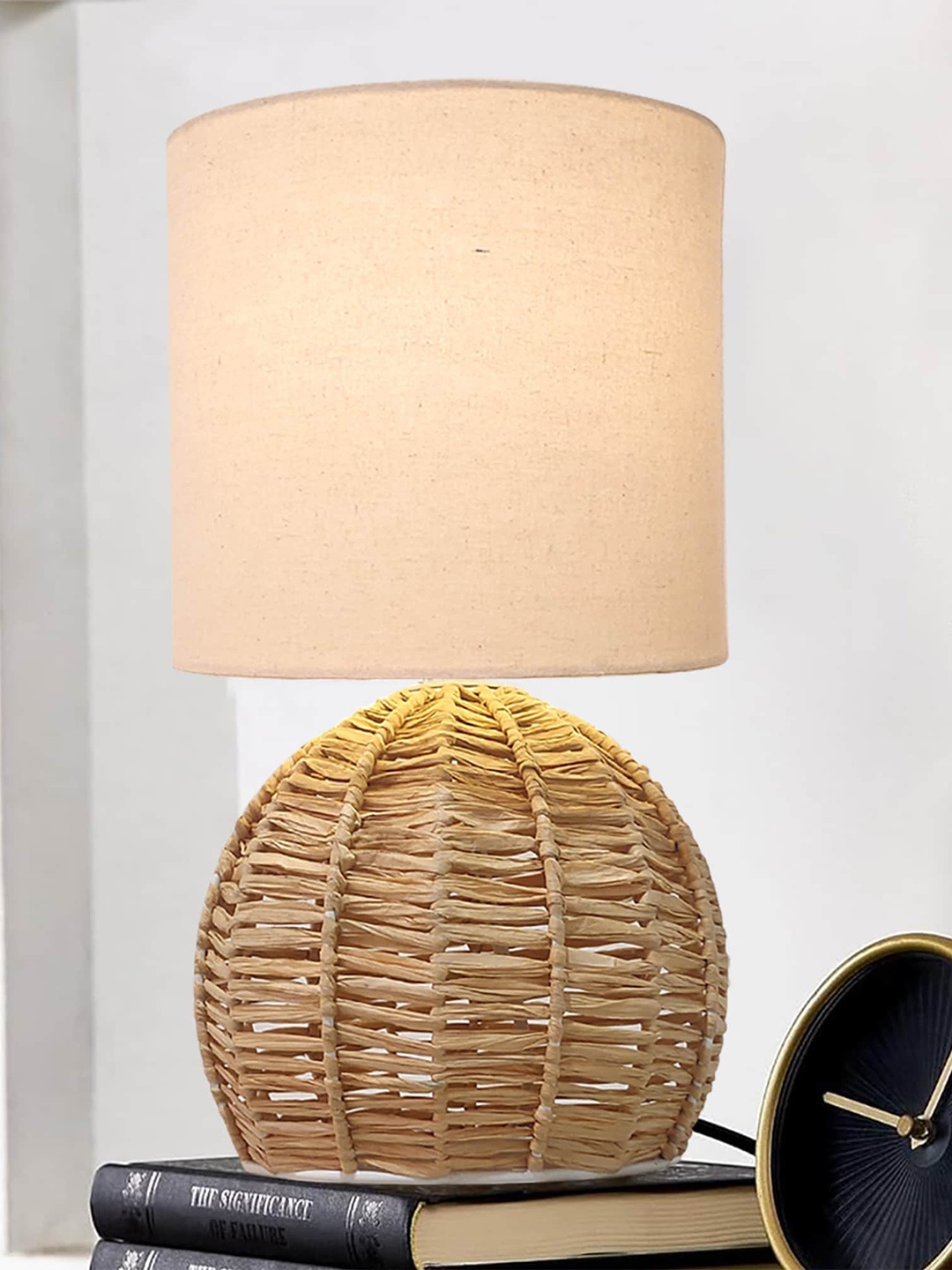 

Homesake Brown & Beige Cylindrical Shaped Contemporary Table Lamp