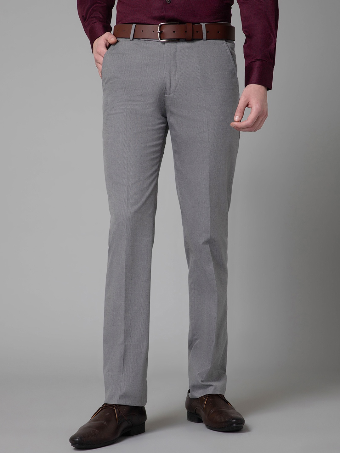 

Cantabil Men Regular Fit Formal Trouser, Grey