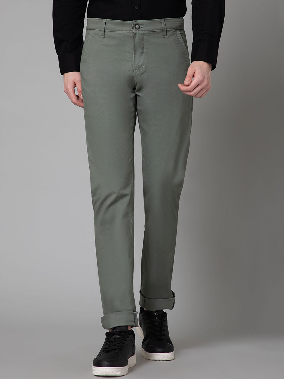 

Cantabil Men Mid-Rise Cotton Chinos Trouser, Olive