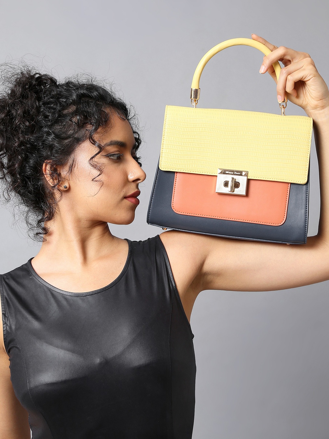 

Diana Korr Colourblocked Oversized Structured Handheld Bag, Yellow