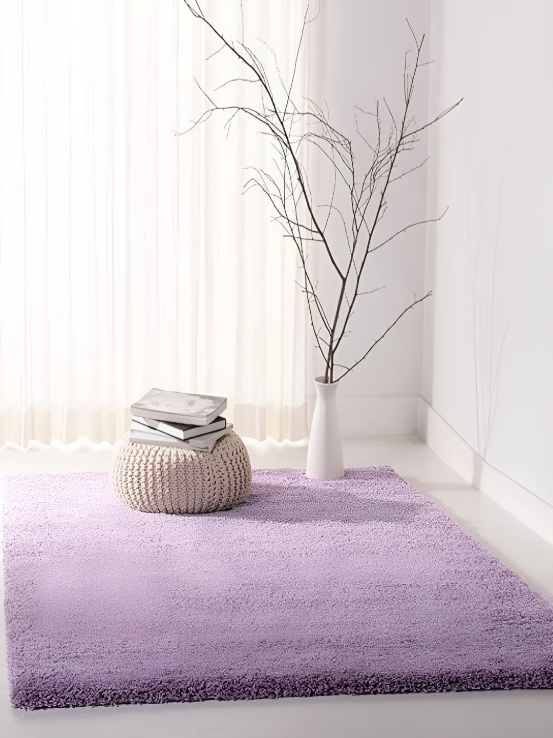 

Shopgallery Lavender Textured Anti Skid Rectangle Shaggy Carpet